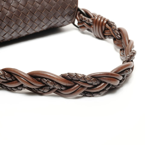BOTTEGAVENETA INTRECCIATO flap one belt baguette bag Shoulder Bag Brown WS27379