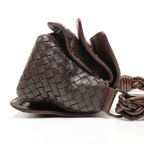 BOTTEGAVENETA INTRECCIATO flap one belt baguette bag Shoulder Bag Brown WS27379