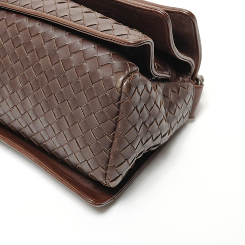 BOTTEGAVENETA INTRECCIATO flap one belt baguette bag Shoulder Bag Brown WS27379