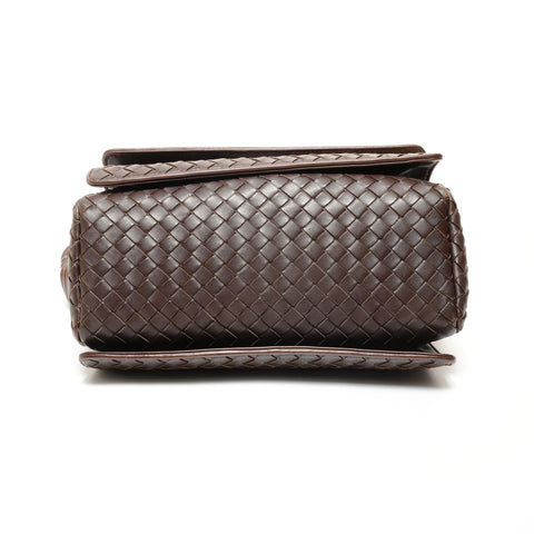 BOTTEGAVENETA INTRECCIATO flap one belt baguette bag Shoulder Bag Brown WS27379