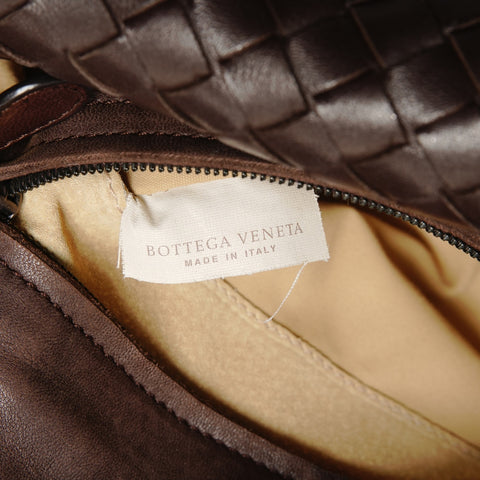 BOTTEGAVENETA INTRECCIATO flap one belt baguette bag Shoulder Bag Brown WS27379