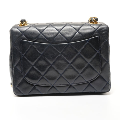CHANEL Mini Matelasse Lambskin Chain No. 1 1989-1991 Shoulder Bag Navy WS27380