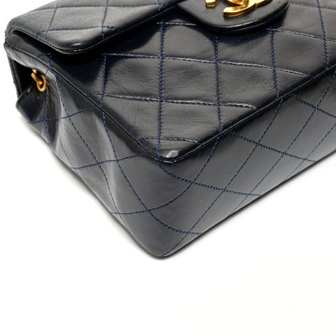 CHANEL Mini Matelasse Lambskin Chain No. 1 1989-1991 Shoulder Bag Navy WS27380