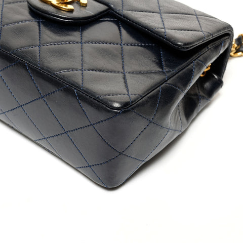 CHANEL Mini Matelasse Lambskin Chain No. 1 1989-1991 Shoulder Bag Navy WS27380