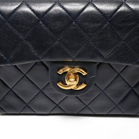 CHANEL Mini Matelasse Lambskin Chain No. 1 1989-1991 Shoulder Bag Navy WS27380