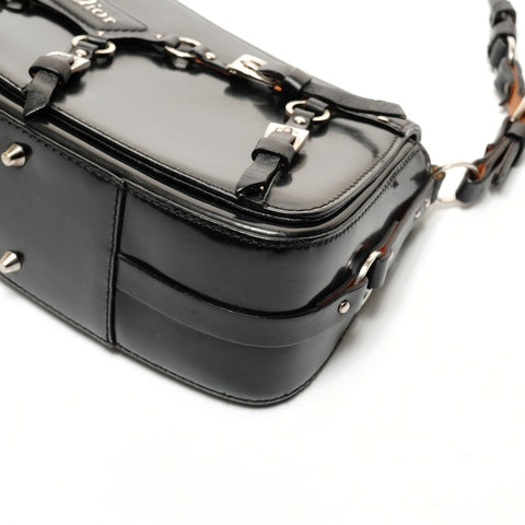 Christian Dior Patent leather one belt baguette bag bandage Shoulder Bag black WS27381