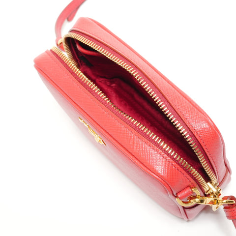 PRADA 2WAY Saffiano Leather Shoulder Bag Red WS27382