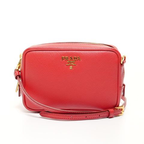 PRADA 2WAY Saffiano Leather Shoulder Bag Red WS27382