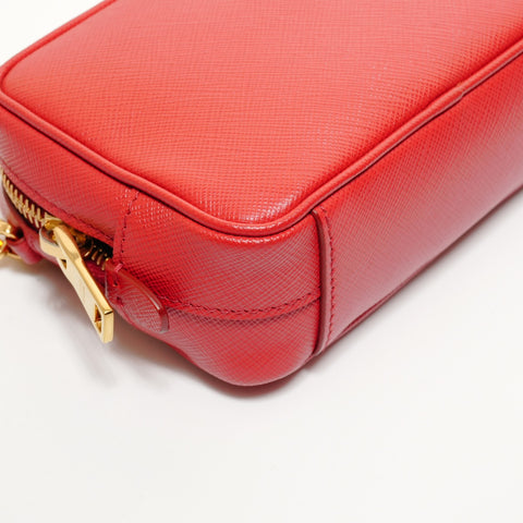 PRADA 2WAY Saffiano Leather Shoulder Bag Red WS27382