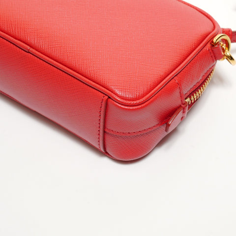 PRADA 2WAY Saffiano Leather Shoulder Bag Red WS27382
