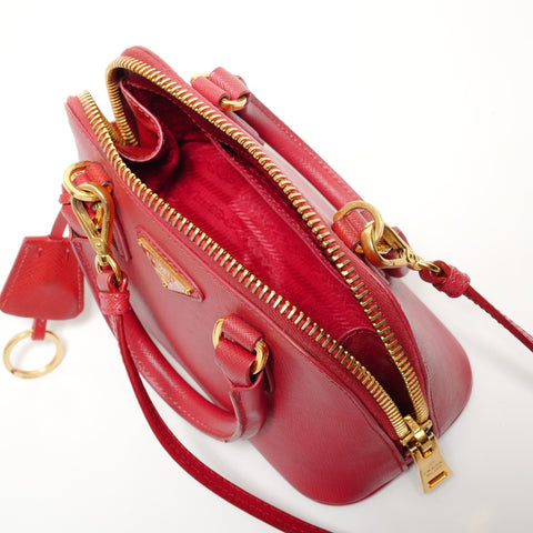 PRADA Saffiano 2way Handbag Red WS27384