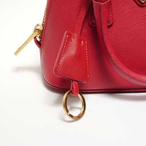 PRADA Saffiano 2way Handbag Red WS27384