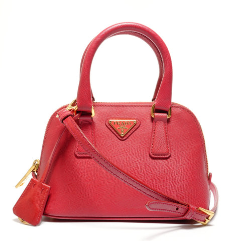 PRADA Saffiano 2way Handbag Red WS27384
