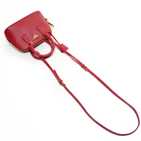 PRADA Saffiano 2way Handbag Red WS27384