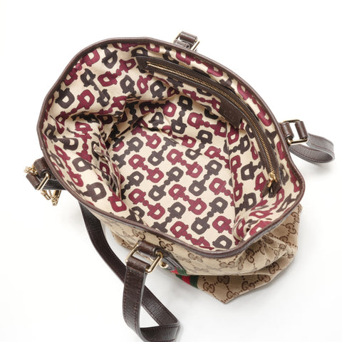 GUCCI Shelly line GG canvas Tote Bag Brown WS27385