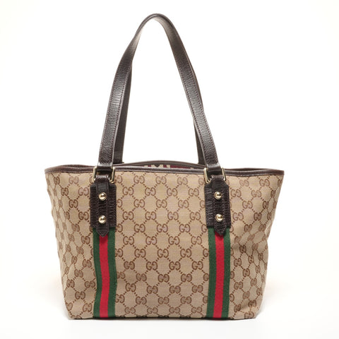 GUCCI Shelly line GG canvas Tote Bag Brown WS27385