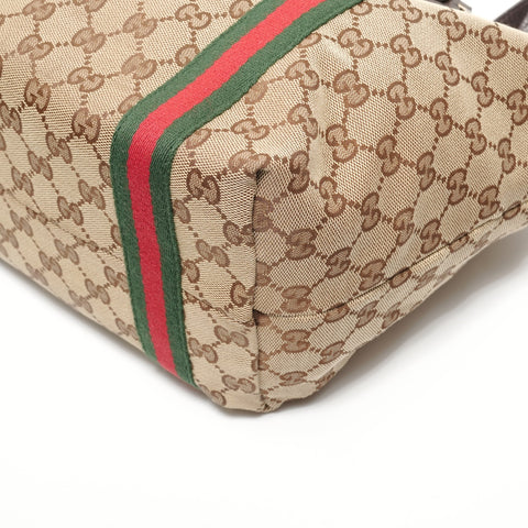 GUCCI Shelly line GG canvas Tote Bag Brown WS27385