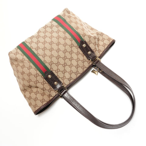GUCCI Shelly line GG canvas Tote Bag Brown WS27385