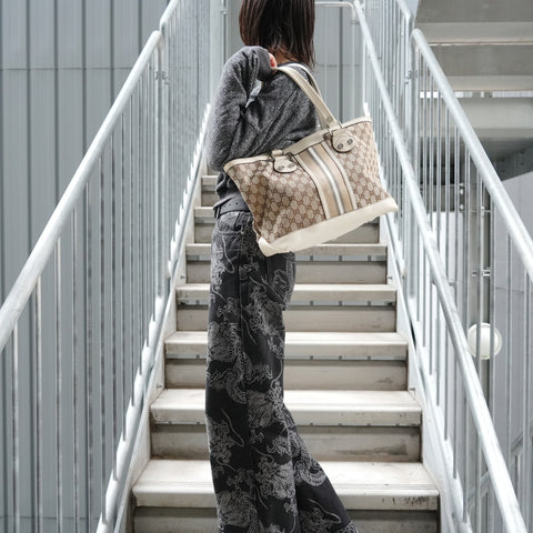 GUCCI GG Canvas Paglia GG Tote Bag Brown WS27386