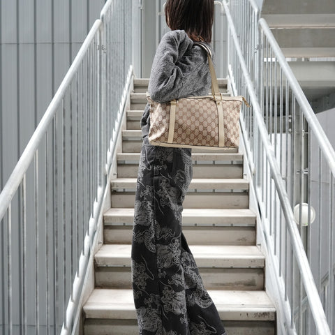 GUCCI GG Canvas Abbey Tote Tote Bag Brown WS27388