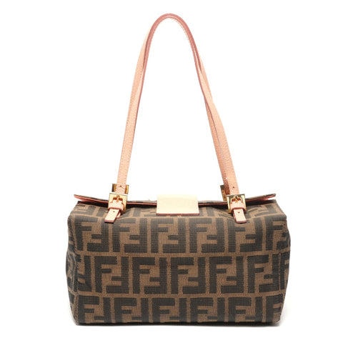 FENDI Zucca canvas with flower motif Handbag Brown WS27389