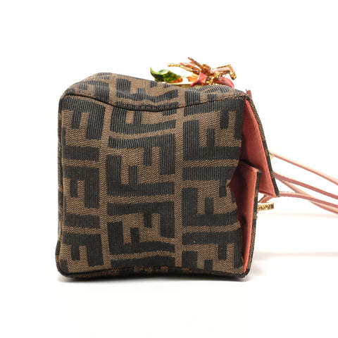 FENDI Zucca canvas with flower motif Handbag Brown WS27389
