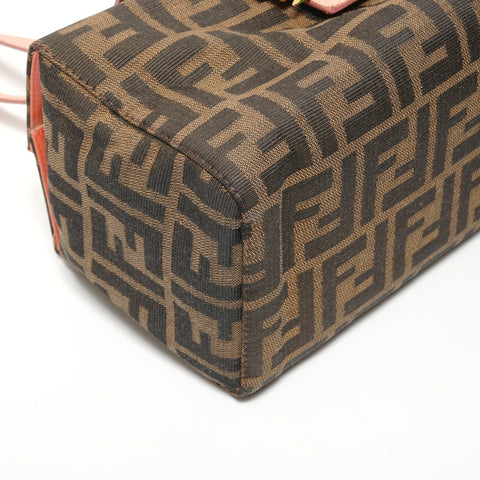 FENDI Zucca canvas with flower motif Handbag Brown WS27389