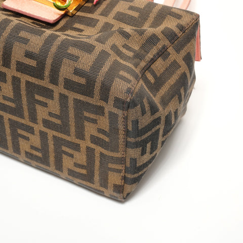 FENDI Zucca canvas with flower motif Handbag Brown WS27389