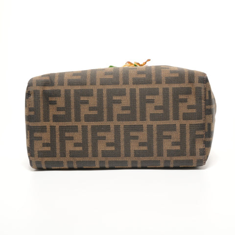FENDI Zucca canvas with flower motif Handbag Brown WS27389