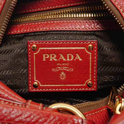 PRADA Leather One Shoulder Bag Shoulder Bag Red WS27390