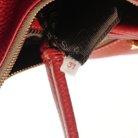 PRADA Leather One Shoulder Bag Shoulder Bag Red WS27390