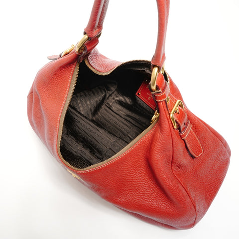 PRADA Leather One Shoulder Bag Shoulder Bag Red WS27390