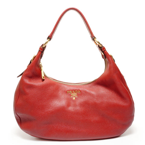 PRADA Leather One Shoulder Bag Shoulder Bag Red WS27390