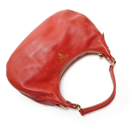 PRADA Leather One Shoulder Bag Shoulder Bag Red WS27390