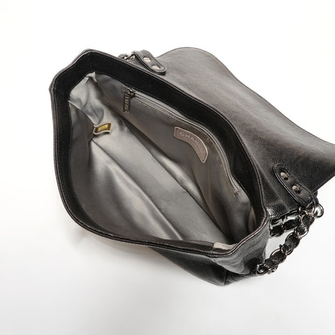 CHANEL No. 11 2006-2008 Caviar Skin Pocket in the City Shoulder Bag black WS27393