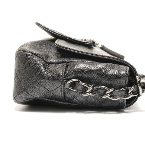 CHANEL No. 11 2006-2008 Caviar Skin Pocket in the City Shoulder Bag black WS27393
