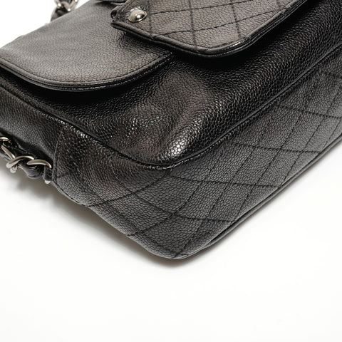 CHANEL No. 11 2006-2008 Caviar Skin Pocket in the City Shoulder Bag black WS27393
