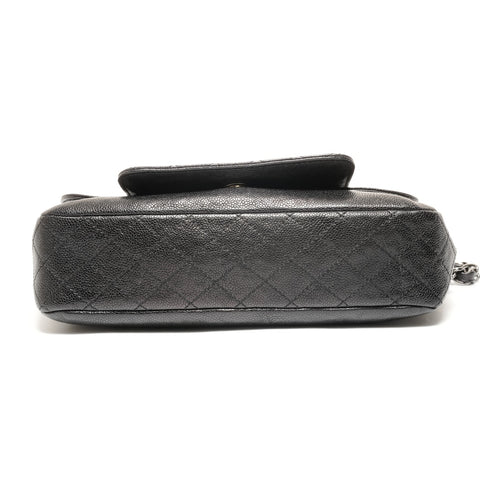 CHANEL No. 11 2006-2008 Caviar Skin Pocket in the City Shoulder Bag black WS27393