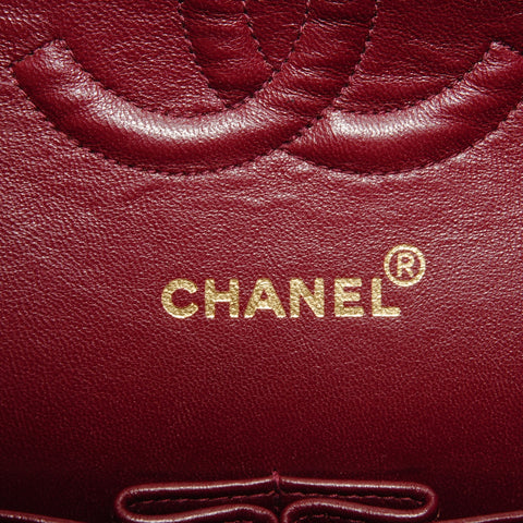 CHANEL No. 3 1996-1997 COCO Mark Double Flap Lambskin Shoulder Bag black WS27395