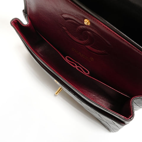 CHANEL No. 3 1996-1997 COCO Mark Double Flap Lambskin Shoulder Bag black WS27395