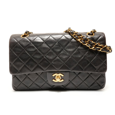 CHANEL No. 3 1996-1997 COCO Mark Double Flap Lambskin Shoulder Bag black WS27395