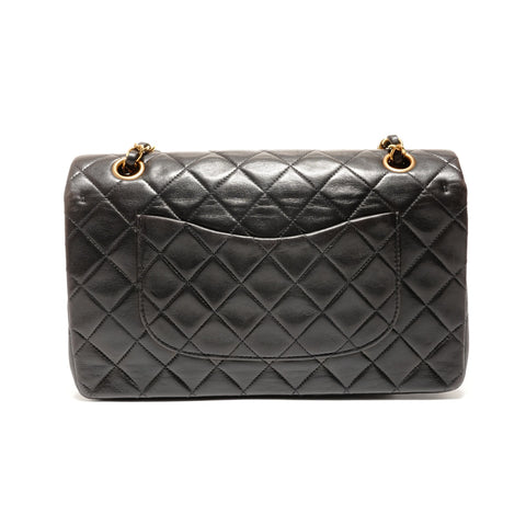 CHANEL No. 3 1996-1997 COCO Mark Double Flap Lambskin Shoulder Bag black WS27395