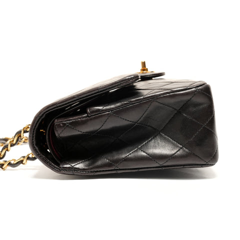 CHANEL No. 3 1996-1997 COCO Mark Double Flap Lambskin Shoulder Bag black WS27395