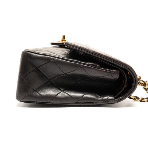 CHANEL No. 3 1996-1997 COCO Mark Double Flap Lambskin Shoulder Bag black WS27395