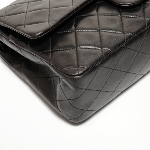 CHANEL No. 3 1996-1997 COCO Mark Double Flap Lambskin Shoulder Bag black WS27395