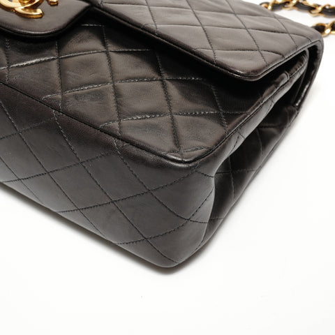 CHANEL No. 3 1996-1997 COCO Mark Double Flap Lambskin Shoulder Bag black WS27395