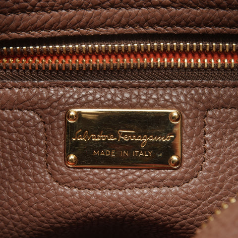 Salvatore Ferragamo Gancini leather Shoulder Bag Brown WS27398