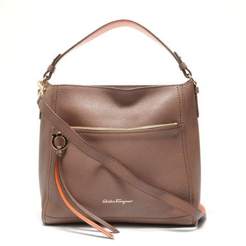 Salvatore Ferragamo Gancini leather Shoulder Bag Brown WS27398