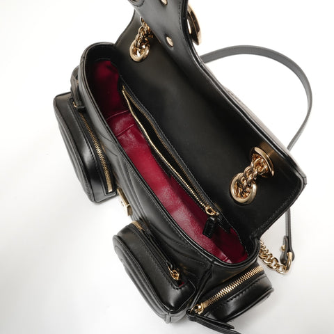 GUCCI GG Marmont Leather Chainshoulder Shoulder Bag black WS27404