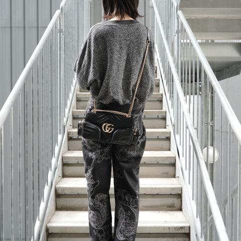 GUCCI GG Marmont Leather Chainshoulder Shoulder Bag black WS27404